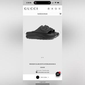 Like new GUCCI WOMEN'S SLIDE WITH INTERLOCKING G